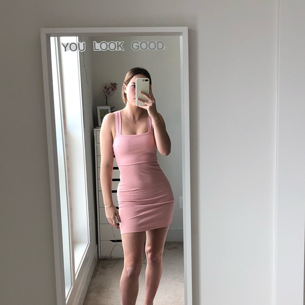 like new light pink urban outfitters textured bodycon dress - Picture 2 of 14